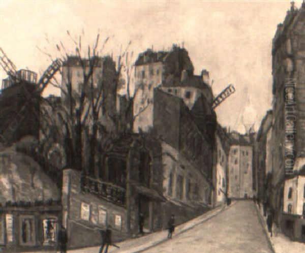 La Rue Lepic Oil Painting by Alphonse Leon Quizet