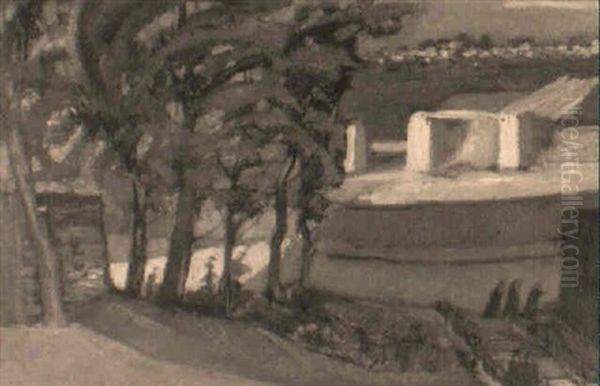 Franzosisches Dorf Oil Painting by Alphonse Leon Quizet