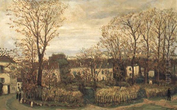 Rue De Paris Au Pre-saint-gervais Oil Painting by Alphonse Leon Quizet