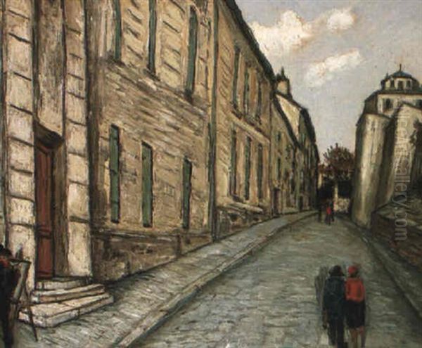 Scene De Rue, Montmartre Oil Painting by Alphonse Leon Quizet