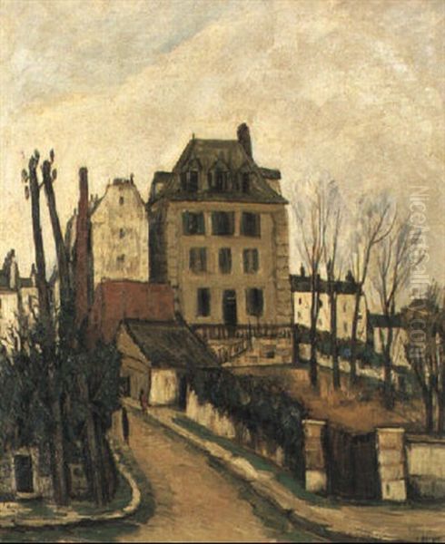 Vieilles Maisons A St Maure Oil Painting by Alphonse Leon Quizet