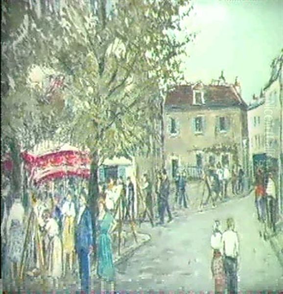 Vie De Montmarte Oil Painting by Alphonse Leon Quizet