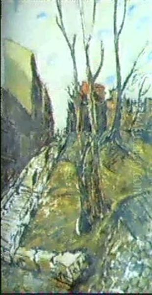 Escalier A Montmartre Oil Painting by Alphonse Leon Quizet