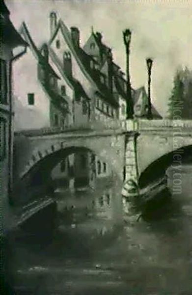 La Petite France A Strasbourg Oil Painting by Alphonse Leon Quizet