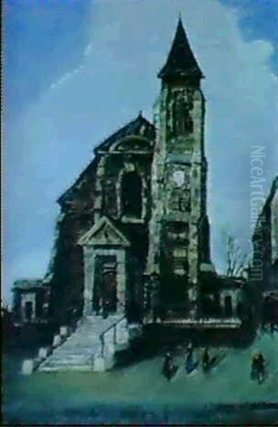 A La Sortie De L'eglise Oil Painting by Alphonse Leon Quizet