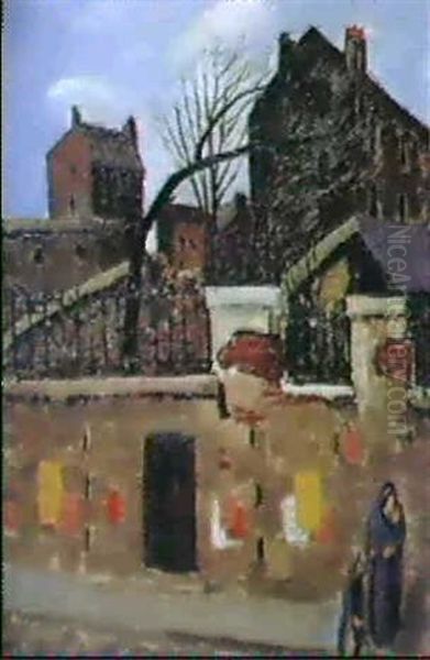 La Maison Aux Affiches Oil Painting by Alphonse Leon Quizet