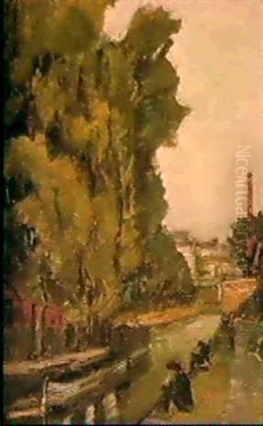 Am Kanal Oil Painting by Alphonse Leon Quizet