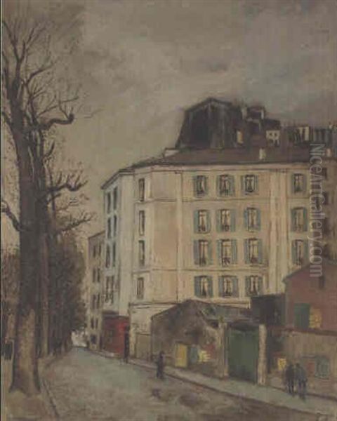 Montmartre, Une Rue Oil Painting by Alphonse Leon Quizet