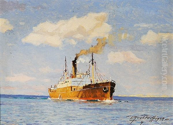 Frachter Oil Painting by Victor Qvistorff