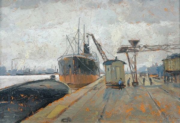 Hafenstimmung Oil Painting by Victor Qvistorff