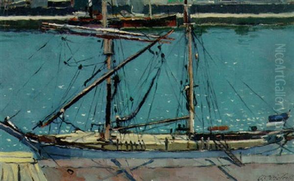 Sejlskib Ved Kajen Oil Painting by Victor Qvistorff