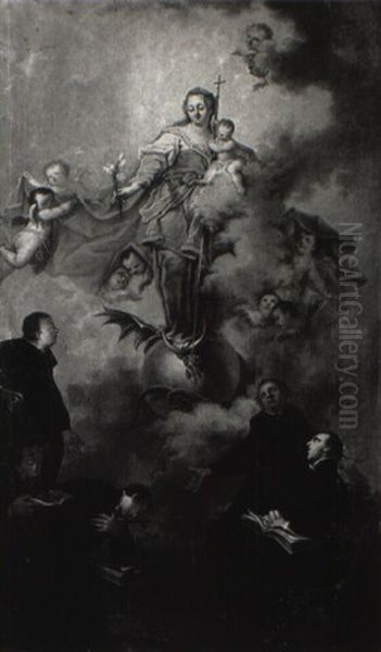 The Immaculate Conception Appearing To A Group Of Jesuits Oil Painting by Ignaz Joseph Raab