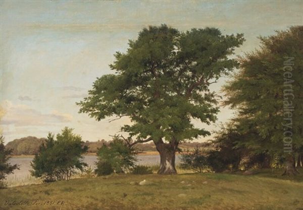 A Danish Summer Landscape From Valsolille Lake Oil Painting by Peter Johann Raadsig