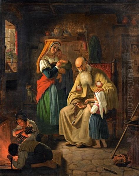 Die Ruckkehr Des Pilgers Von Santiago De Compostella Oil Painting by Peter Johann Raadsig