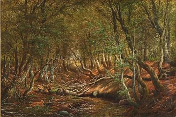 Vandlob Gjennem En Skovkloft Ved Skjoldnaesholm Oil Painting by Peter Johann Raadsig