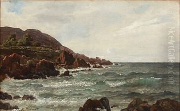 Coastal Scene From Kullen Oil Painting by Peter Johann Raadsig