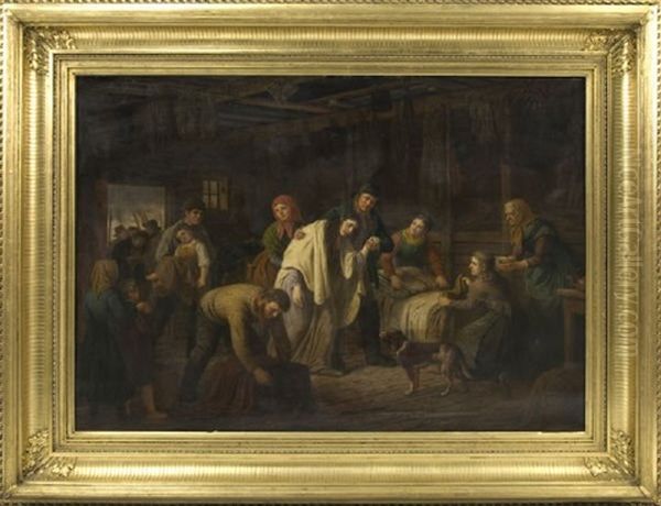 Shipwrecked Survivors Oil Painting by Peter Johann Raadsig