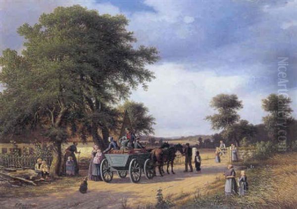 Afrejse Til Barnedab Oil Painting by Peter Johann Raadsig