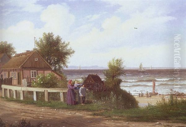 Sommeraften Ved Den Nordsjaellandske Kyst Ved Hornbaek Oil Painting by Peter Johann Raadsig