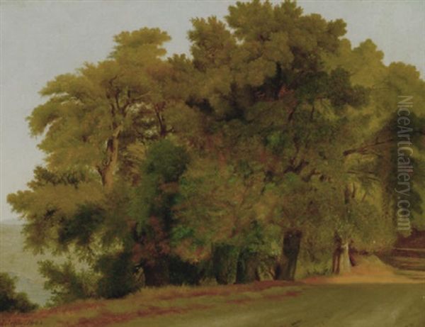 Skovparti Ved Arriccia Oil Painting by Peter Johann Raadsig