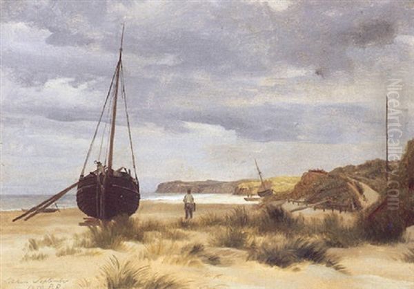 Parti Fra Lokken Strand Oil Painting by Peter Johann Raadsig