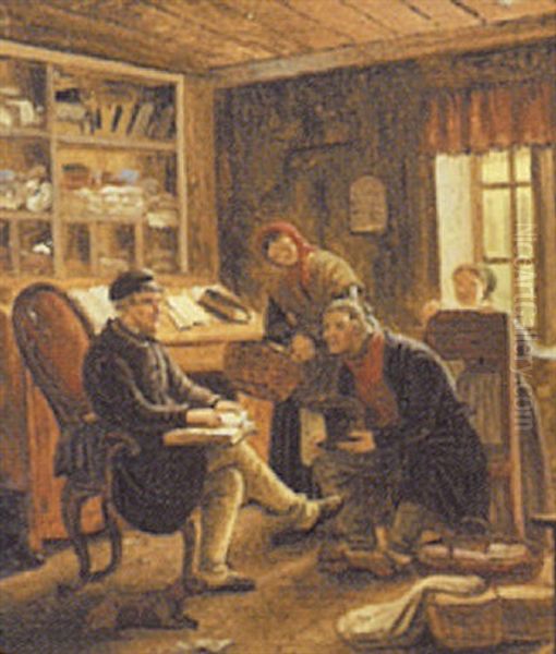 Interior Med Personer Oil Painting by Peter Johann Raadsig