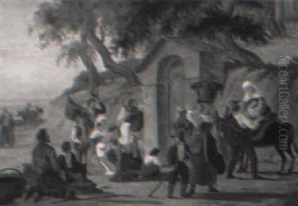 Sydlandsk Folkescenri Ved Alter Oil Painting by Peter Johann Raadsig