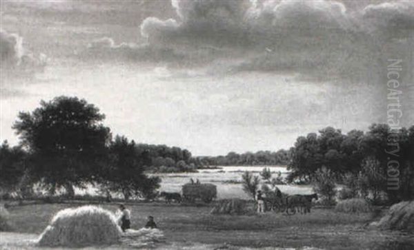 Heuernte Oil Painting by Peter Johann Raadsig