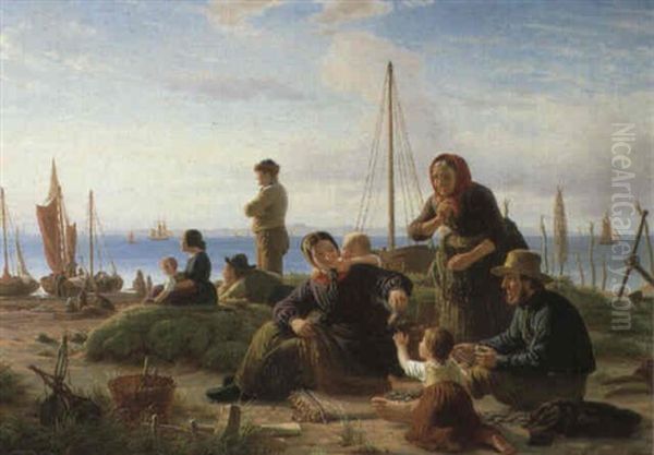 Aften Ved Hornbaek Strand Oil Painting by Peter Johann Raadsig