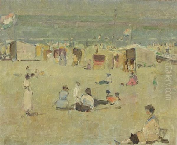 A Summer's Day On The Beach Oil Painting by Marinus Van Raalte
