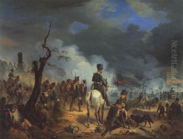 In Der Schlacht Bei Dennewitz Oil Painting by Edmund Friederich Theodor Rabe