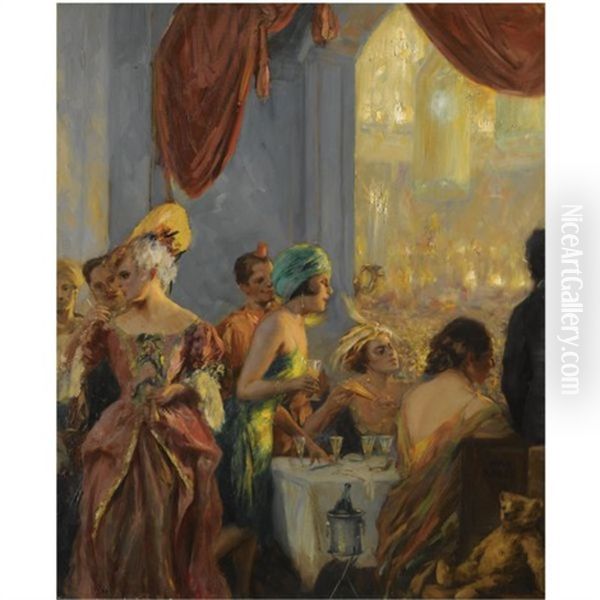 Fasching - Carnival Oil Painting by Max Friedrich Rabes