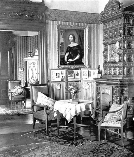 Halbfigurliches Portrait Der Mathilde Gallenkamp Auf Schloss Stocksberg Bei Brackenheim (+ Portrait Des Ferdinand Gallenkamp; 2 Works) Oil Painting by Matthias Radermacher