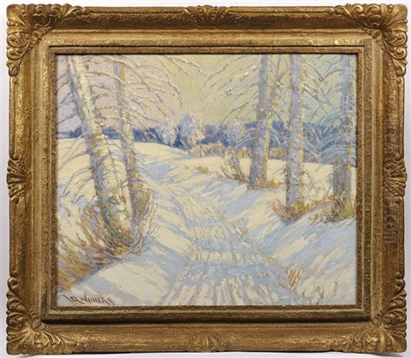 Field Path In The Winter Oil Painting by Vaclav Radimsky