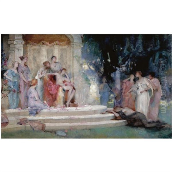 Sketch For Psyche Before The Throne Of Venus Oil Painting by Henrietta Rae