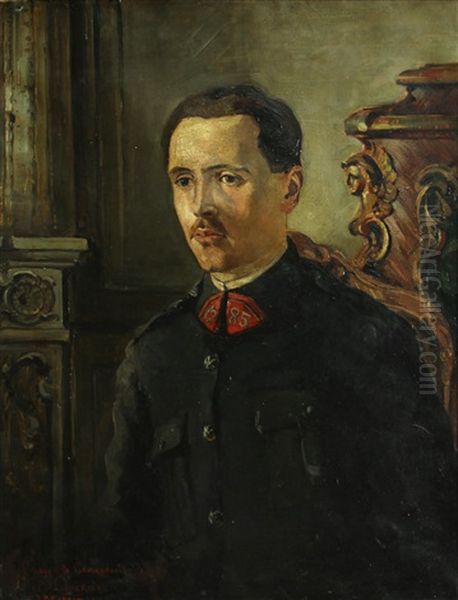 A Portrait Of A Miliary Officer Oil Painting by Jean Francois Raffaelli