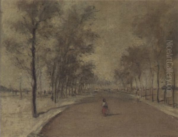 Figure On A Shaded Path Oil Painting by Jean Francois Raffaelli