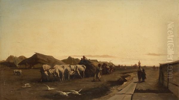 Le Retour Du Marche, 1861 Oil Painting by Johann Gualbert Raffalt