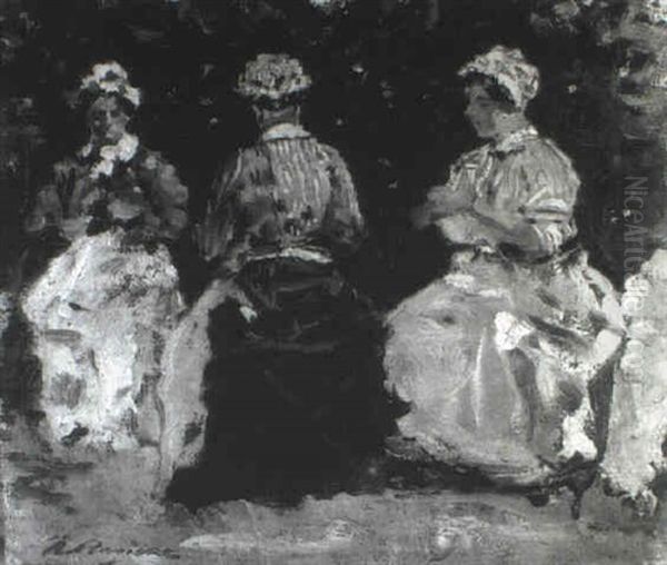 Les Nurses Au Parc Monceau Oil Painting by Raffaele Ragione