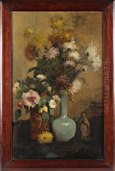 Nature Morte Aux Vases De Fleurs Oil Painting by Jules Felix Ragot