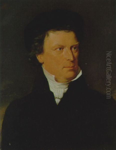 Portrait Des Kupferstechers Rahl, Des Vaters Carl Rahls Oil Painting by Carl Rahl