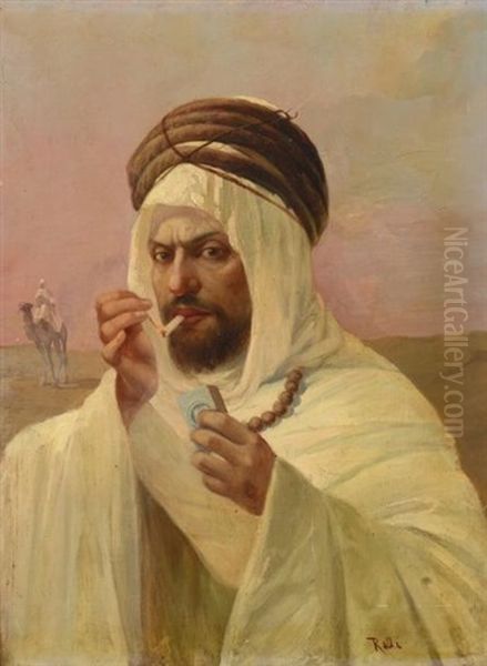 Portrait D'un Caid Algerien Oil Painting by Theodore Jacques Ralli