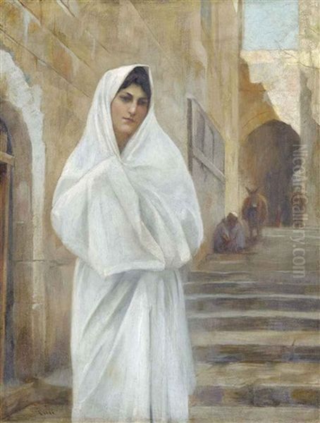 The Woman In White Oil Painting by Theodore Jacques Ralli