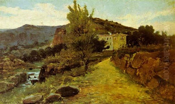 El Molino De Lozoya Oil Painting by Manuel Ramos Artal