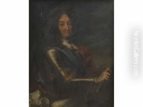 Portrait Du Roi Louis Xiv En Armure Oil Painting by Jean Ranc