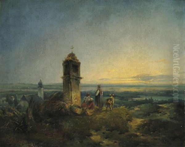 Rast Beim Marterl Oil Painting by Johann Matthias Ranftl