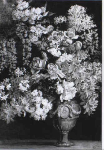 Flower Piece: Pink And Yellow Oil Painting by William Bruce Ellis Ranken