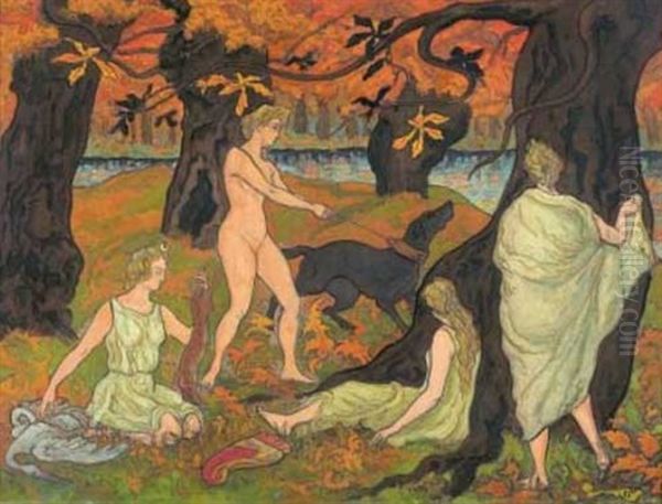 Diane Chasseresse Pres Du Lac Ou Scene Pastorale Ou Baigneuse Chasseresse Ou Diane Au Bain Oil Painting by Paul Elie Ranson