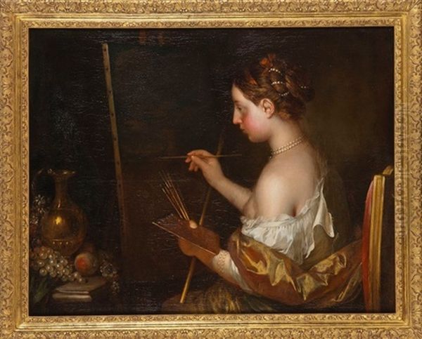 Femme Peintre Dans Son Atelier Oil Painting by Jean Raoux