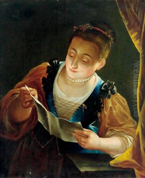 Bildnis Einer Lesenden Dame Oil Painting by Jean Raoux